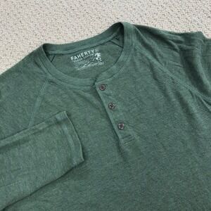 Faherty Cloud Cotton Henley Mens XL Green Long Sleeve Pima Modal Raglan Shirt